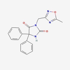 molecular formula C19H16N4O3 B7547528 3-[(5-Methyl-1,2,4-oxadiazol-3-yl)methyl]-5,5-diphenylimidazolidine-2,4-dione 