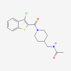 molecular formula C17H19ClN2O2S B7547534 N-[[1-(3-chloro-1-benzothiophene-2-carbonyl)piperidin-4-yl]methyl]acetamide 