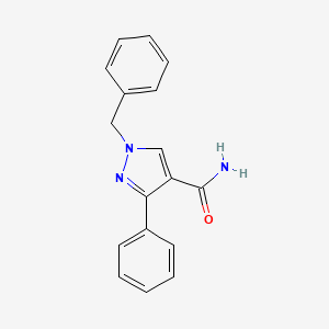 molecular formula C17H15N3O B7547542 1-Benzyl-3-phenylpyrazole-4-carboxamide 