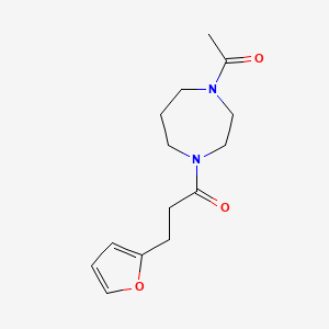 molecular formula C14H20N2O3 B7547550 1-(4-Acetyl-1,4-diazepan-1-yl)-3-(furan-2-yl)propan-1-one 