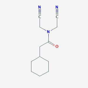 molecular formula C12H17N3O B7547558 N,N-bis(cyanomethyl)-2-cyclohexylacetamide 