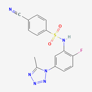 molecular formula C15H11FN6O2S B7547591 4-cyano-N-[2-fluoro-5-(5-methyltetrazol-1-yl)phenyl]benzenesulfonamide 