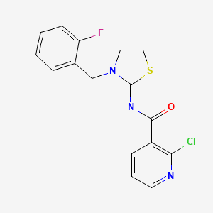 2-chloro-N-[3-[(2-fluorophenyl)methyl]-1,3-thiazol-2-ylidene]pyridine-3-carboxamide