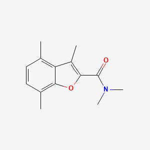 molecular formula C14H17NO2 B7547707 N,N,3,4,7-pentamethyl-1-benzofuran-2-carboxamide 
