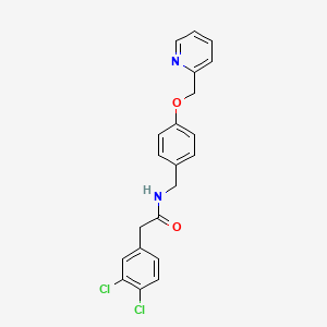 molecular formula C21H18Cl2N2O2 B7547733 2-(3,4-dichlorophenyl)-N-[[4-(pyridin-2-ylmethoxy)phenyl]methyl]acetamide 