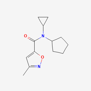 molecular formula C13H18N2O2 B7547772 N-cyclopentyl-N-cyclopropyl-3-methyl-1,2-oxazole-5-carboxamide 