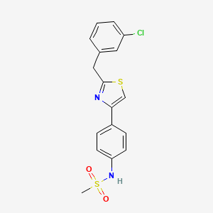 molecular formula C17H15ClN2O2S2 B7547806 N-[4-[2-[(3-chlorophenyl)methyl]-1,3-thiazol-4-yl]phenyl]methanesulfonamide 