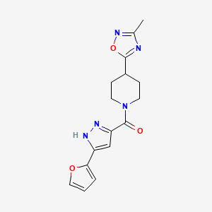 molecular formula C16H17N5O3 B7547878 [5-(furan-2-yl)-1H-pyrazol-3-yl]-[4-(3-methyl-1,2,4-oxadiazol-5-yl)piperidin-1-yl]methanone 