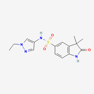 molecular formula C15H18N4O3S B7547903 N-(1-ethylpyrazol-4-yl)-3,3-dimethyl-2-oxo-1H-indole-5-sulfonamide 