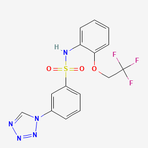 molecular formula C15H12F3N5O3S B7547908 3-(tetrazol-1-yl)-N-[2-(2,2,2-trifluoroethoxy)phenyl]benzenesulfonamide 