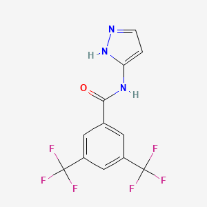 molecular formula C12H7F6N3O B7547954 N-(1H-pyrazol-5-yl)-3,5-bis(trifluoromethyl)benzamide 
