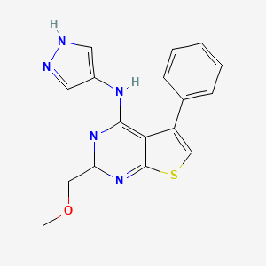 molecular formula C17H15N5OS B7548011 2-(methoxymethyl)-5-phenyl-N-(1H-pyrazol-4-yl)thieno[2,3-d]pyrimidin-4-amine 
