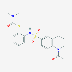 molecular formula C20H23N3O4S2 B7548016 S-[2-[(1-acetyl-3,4-dihydro-2H-quinolin-6-yl)sulfonylamino]phenyl] N,N-dimethylcarbamothioate 