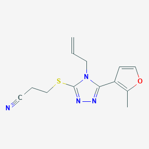 molecular formula C13H14N4OS B7548041 3-[[5-(2-Methylfuran-3-yl)-4-prop-2-enyl-1,2,4-triazol-3-yl]sulfanyl]propanenitrile 