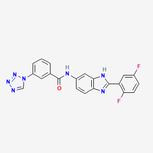 molecular formula C21H13F2N7O B7548055 N-[2-(2,5-difluorophenyl)-3H-benzimidazol-5-yl]-3-(tetrazol-1-yl)benzamide 