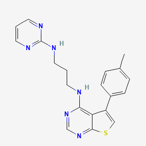 molecular formula C20H20N6S B7548066 N-[5-(4-methylphenyl)thieno[2,3-d]pyrimidin-4-yl]-N'-pyrimidin-2-ylpropane-1,3-diamine 