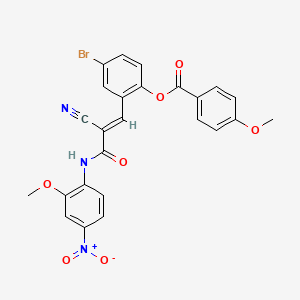 molecular formula C25H18BrN3O7 B7548087 4-bromo-2-{(1E)-2-cyano-3-[(2-methoxy-4-nitrophenyl)amino]-3-oxoprop-1-en-1-yl}phenyl 4-methoxybenzoate 