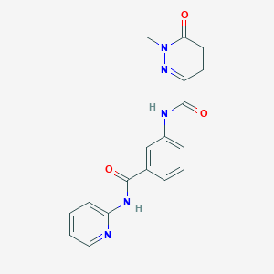 molecular formula C18H17N5O3 B7548095 1-methyl-6-oxo-N-[3-(pyridin-2-ylcarbamoyl)phenyl]-4,5-dihydropyridazine-3-carboxamide 