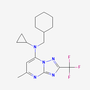 molecular formula C17H22F3N5 B7548117 N-(cyclohexylmethyl)-N-cyclopropyl-5-methyl-2-(trifluoromethyl)-[1,2,4]triazolo[1,5-a]pyrimidin-7-amine 
