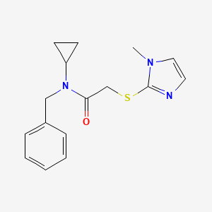 molecular formula C16H19N3OS B7548123 N-benzyl-N-cyclopropyl-2-(1-methylimidazol-2-yl)sulfanylacetamide 