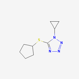 molecular formula C9H14N4S B7548132 5-Cyclopentylsulfanyl-1-cyclopropyltetrazole 