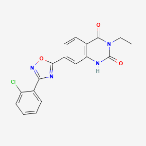 molecular formula C18H13ClN4O3 B7548180 7-[3-(2-chlorophenyl)-1,2,4-oxadiazol-5-yl]-3-ethylquinazoline-2,4(1H,3H)-dione 