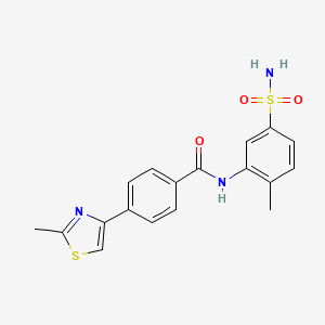 molecular formula C18H17N3O3S2 B7548181 N-(2-Methyl-5-sulfamoyl-phenyl)-4-(2-methyl-thiazol-4-yl)-benzamide 