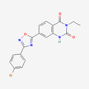 molecular formula C18H13BrN4O3 B7548186 7-[3-(4-bromophenyl)-1,2,4-oxadiazol-5-yl]-3-ethylquinazoline-2,4(1H,3H)-dione 
