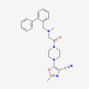 2-Methyl-5-[4-[2-[methyl-[(2-phenylphenyl)methyl]amino]acetyl]piperazin-1-yl]-1,3-oxazole-4-carbonitrile