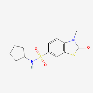 molecular formula C13H16N2O3S2 B7548215 N-cyclopentyl-3-methyl-2-oxo-2,3-dihydro-1,3-benzothiazole-6-sulfonamide 