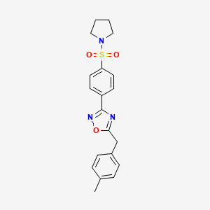 molecular formula C20H21N3O3S B7548221 5-(4-Methylbenzyl)-3-[4-(pyrrolidin-1-ylsulfonyl)phenyl]-1,2,4-oxadiazole 