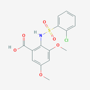 molecular formula C15H14ClNO6S B7548235 2-[(2-Chlorophenyl)sulfonylamino]-3,5-dimethoxybenzoic acid 