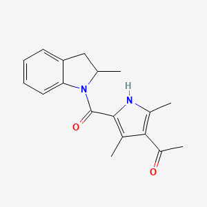 molecular formula C18H20N2O2 B7548246 1-[2,4-dimethyl-5-(2-methyl-2,3-dihydroindole-1-carbonyl)-1H-pyrrol-3-yl]ethanone 