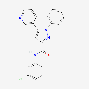 molecular formula C21H15ClN4O B7548272 N-(3-chlorophenyl)-1-phenyl-5-pyridin-3-yl-1H-pyrazole-3-carboxamide 