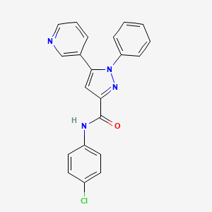 molecular formula C21H15ClN4O B7548273 N-(4-chlorophenyl)-1-phenyl-5-pyridin-3-yl-1H-pyrazole-3-carboxamide 