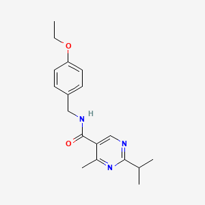 molecular formula C18H23N3O2 B7548283 N-(4-ethoxybenzyl)-2-isopropyl-4-methylpyrimidine-5-carboxamide 