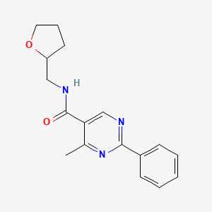 molecular formula C17H19N3O2 B7548292 4-methyl-N-(oxolan-2-ylmethyl)-2-phenylpyrimidine-5-carboxamide 