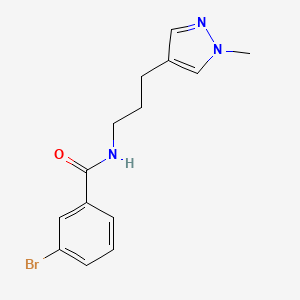 molecular formula C14H16BrN3O B7548312 3-bromo-N-[3-(1-methylpyrazol-4-yl)propyl]benzamide 