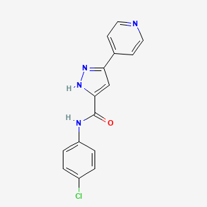 molecular formula C15H11ClN4O B7548363 N-(4-chlorophenyl)-5-pyridin-4-yl-1H-pyrazole-3-carboxamide 