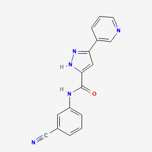 molecular formula C16H11N5O B7548377 N-(3-cyanophenyl)-5-pyridin-3-yl-1H-pyrazole-3-carboxamide 