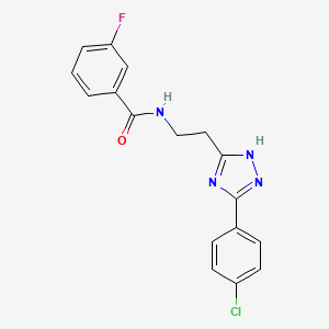 molecular formula C17H14ClFN4O B7548385 N-{2-[5-(4-chlorophenyl)-1H-1,2,4-triazol-3-yl]ethyl}-3-fluorobenzamide 