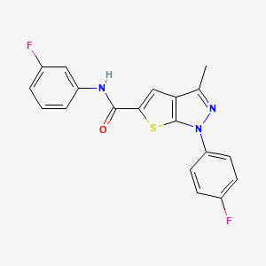molecular formula C19H13F2N3OS B7548413 N-(3-fluorophenyl)-1-(4-fluorophenyl)-3-methyl-1H-thieno[2,3-c]pyrazole-5-carboxamide 