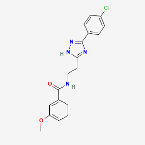 molecular formula C18H17ClN4O2 B7548434 N~1~-{2-[5-(4-chlorophenyl)-1H-1,2,4-triazol-3-yl]ethyl}-3-methoxybenzamide 