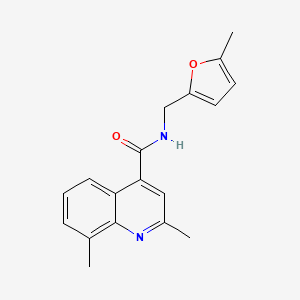 molecular formula C18H18N2O2 B7548441 2,8-dimethyl-N-[(5-methylfuran-2-yl)methyl]quinoline-4-carboxamide 