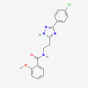 molecular formula C18H17ClN4O2 B7548520 N~1~-{2-[5-(4-chlorophenyl)-1H-1,2,4-triazol-3-yl]ethyl}-2-methoxybenzamide 