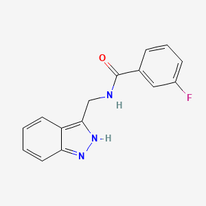 molecular formula C15H12FN3O B7548527 3-fluoro-N~1~-(1H-indazol-3-ylmethyl)benzamide 