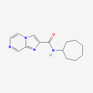 molecular formula C14H18N4O B7548550 N~2~-cycloheptylimidazo[1,2-a]pyrazine-2-carboxamide 