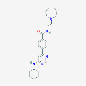 molecular formula C25H35N5O B7548576 N-[2-(azepan-1-yl)ethyl]-4-[6-(cyclohexylamino)pyrimidin-4-yl]benzamide 