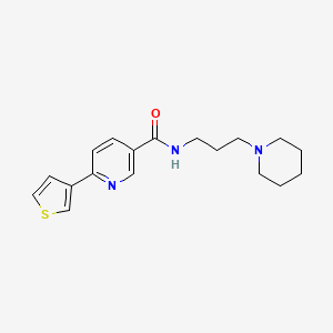 molecular formula C18H23N3OS B7548592 N-(3-piperidin-1-ylpropyl)-6-(3-thienyl)nicotinamide 