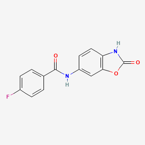 molecular formula C14H9FN2O3 B7548593 4-fluoro-N-(2-oxo-2,3-dihydro-1,3-benzoxazol-6-yl)benzamide 